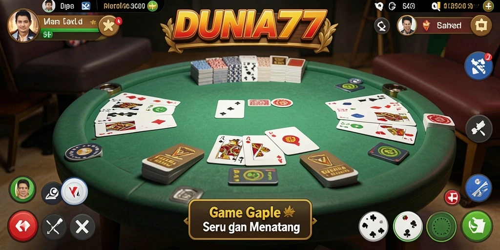Screenshot DUNIA77 menampilkan aksi seru permainan Gaple.
