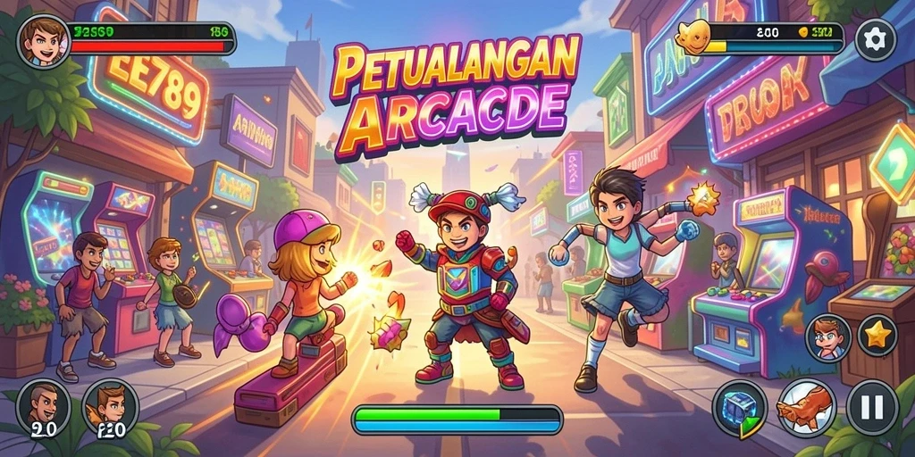 Tampilan layar permainan EE789 dengan berbagai tantangan arcade yang seru.
