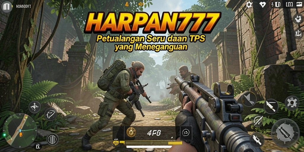 Screenshot utama menunjukkan aksi mendebarkan dalam gameplay TPS HARAPAN777.