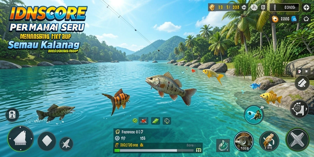 Tampilan gameplay seru IDNSCORE dengan pengalaman memancing yang mengasyikkan.