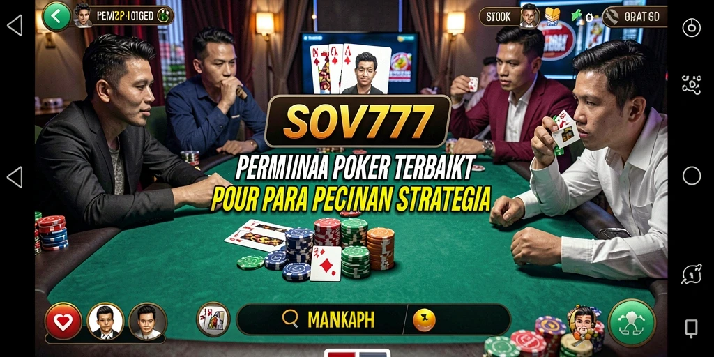 Screenshot yang menampilkan gameplay SOV777 dengan pemain bertanding poker.