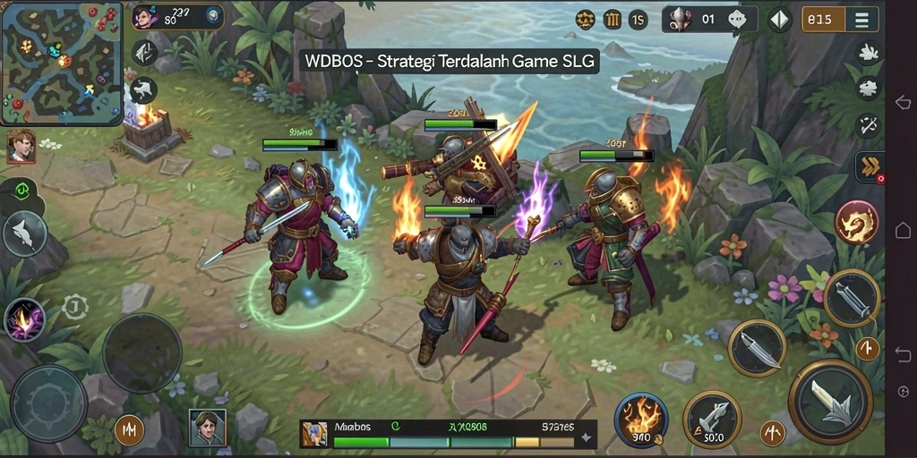 Screenshot gameplay WDBOS yang menunjukkan aksi strategis dan interaksi antar pemain.